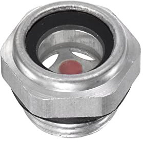 sourcing map Aire Compresor Aceite Nivel Indicador Mirilla Vidrio 3/8 Macho Roscado Aluminio Líquido Indicador Vista Ventana