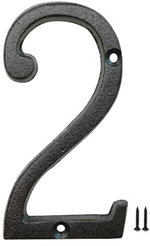 5.5 Inch High Cast Iron House Numbe Outsider, Solid Home Address Numbers, Black Metal House Numbers Finished, Shopmall Farmhouse,Garage,Hotel,Office,Maximum Rust Protection, FITOUS (Number 2)