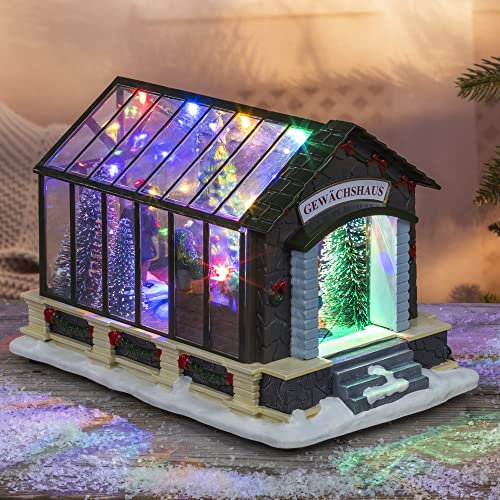 Haushalt International LED Weihnachts Gewächshaus Weihnachtslandschaft Dekoleuchte