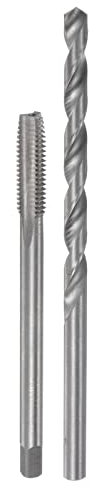 sourcing map Tap & Bit Sets, M8 x 1.25 H2 Straight Flute Machine Thread Milling Tap 100mm Extra Long, 8mm High Speed Steel (HSS) Twist Drill Bit