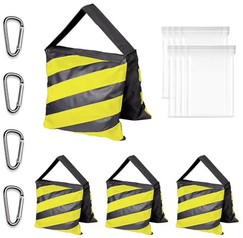 EMART 4er Pack Sandsack Schwarz/Gelb für Fotografie, Strapazierfähiger Sandbag für Fotostudio, Video, Stativhalterungen