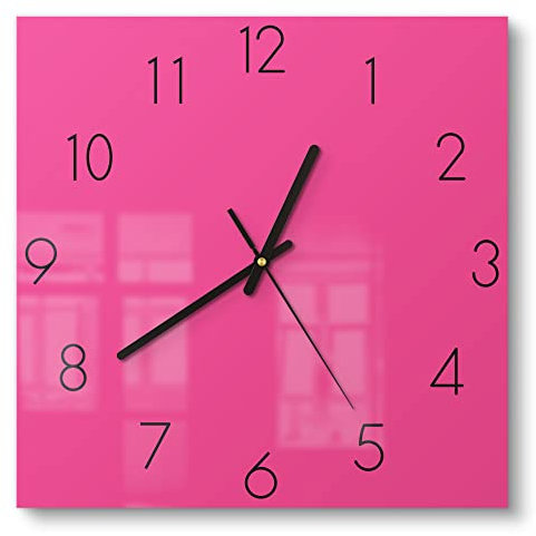 DEQORI Glasuhr | 30x30 cm | Unifarben - Rosa | ausgefallene leise Design Uhr aus Glas | Wanduhr für Wohnzimmer & Küche | Moderne Hingucker Uhr für die Wand
