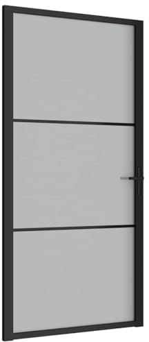 vidaXL Porte en Verre 102,5 x 201,5 cm Aluminium Noir et Gelé