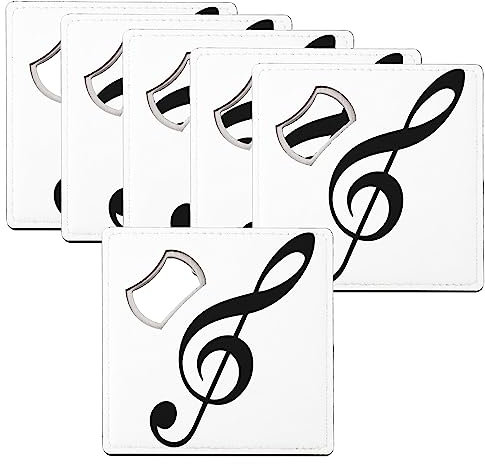 Apribottiglie sotto vetro - Spartiti musicali per solfeggio in chiave di violino - Set di 6 (92 x 92 mm)
