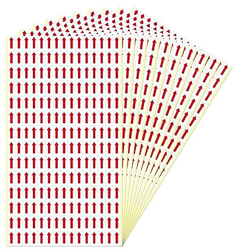 YIKIADA 2100 Stück Rot Pfeil Aufkleber Selbstklebende 20 × 10 mm Produktfehlern Etiketten - Klein Markung für Produkte Inspektionsfehler
