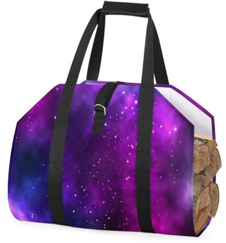 Tavisto Starry Sky Kaminholzträger Tragetasche Heavy Duty Holz Tragetasche Große Brennholzhalter mit Griffen Langlebig Kamin Holz Ofen Zubehör Aufbewahrungstasche für Camping BBQ Indoor