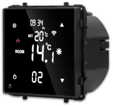 Luxus-Time Touch Lichtschalter KRONE Glas Sensor Schalter Wechselschalter Schuko Steckdosen USB Weiß Schwarz Gold (Modul: WLAN Raumthermostat, Schwarz)
