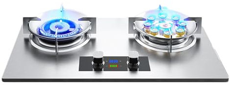 Cuisinière Au Propane, Cuisinière Au Propane Portable À Double Brûleur, Table De Cuisson À Gaz En Acier Inoxydable Maximum 14330,4 BTU Adaptée À Au Camping-car Et Aux Appartements (Color : LPG, Size