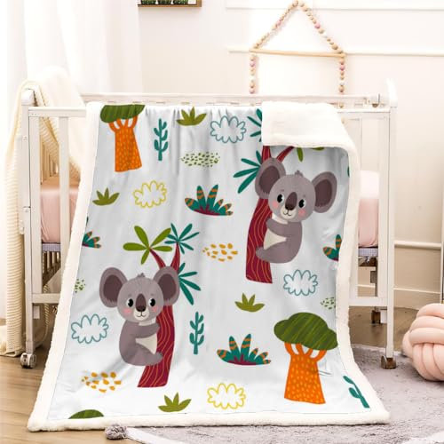 Cartoon-Koala Fleecedecke Flauschig 130x150cm Tier Weiche Warme Kuscheldecke Flanell Wohndecke Sofadecke Gemütlich Leicht Kinderdecke Klimaanlagendecke für Mädchen Jungen Erwachsene