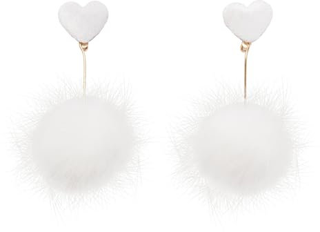 Coiris Pom Pom Ohrringe für Frauen Kunstpelz Ball Flauschige Puffy Dangle Ohrringe Bunte Pom Ohrringe für Frauen, Zink, Kein Edelstein