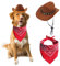 AWOCAN Cowboyhut für Hunde und Katzen, mit Bandana-Schal, Mini-Haustierkostüm für Halloween, Urlaub, Party-Dekoration (braun, groß)