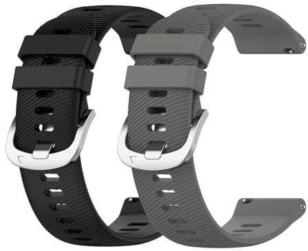 Garmcool 2 Pack 22mm Silicone Bracelets Compatible avec Garmin Forerunner 255/Vivoactive 4/Venu 3 Bracelet Noir Gris Foncé Hommes Femmes Remplacement Sport Accessoires