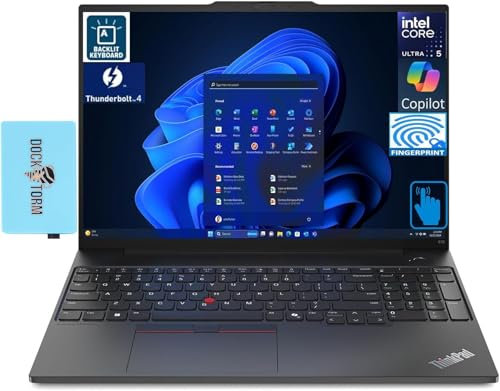 Lenovo ThinkPad E16 Ordinateur portable professionnel 16 Écran tactile IPS WUXGA (Intel Ultra 5-225U, 16 Go DDR5, SSD PCIe 2 To, carte graphique Intel, KB rétroéclairé, empreintes digitales, Win 11