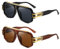 SHEEN KELLY Lunettes de soleil carrées polarisées rétro pour hommes, monture métallique surdimensionnée à dessus plat