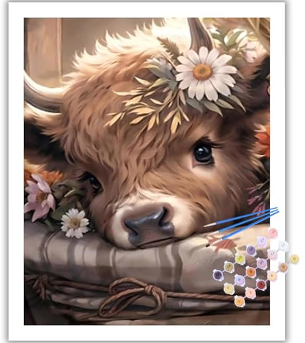 Bœuf Peinture Numero Adulte, Bœuf Kits de Peinture au Numéro, Coloriage Par Numéro Pour La Décoration De La Maison (40x50 cm)