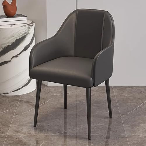 MARIYCH Esszimmerstühle aus PU-Leder, Moderne gepolsterte Esszimmerstühle mit gebogener Rückenlehne, Akzentstühle, Sessel mit schwarzen Metallbeinen