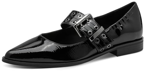 MARCO TOZZI Women's Ballerinas 2-22128-45 Ballet Flat, Black (Black Patent), 6 UK