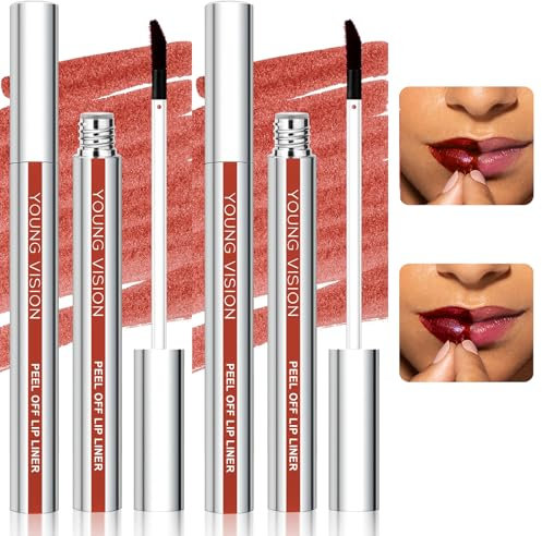 Lip Stain Peel Off,2 PCS Peel off Lip Liner,Peel off Lip Stain,Lip Liner Stain with Matte Finish,Durable Waterproof Lip Tattoo Peel Off Highly Pigmented Lip Tint Stain (01#,02#)