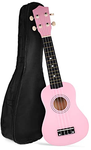 VICASKY 21 Zoll Rosa Sopran Ukulele Satz aus Basswood mit Tasche Ersatzsaiten und Anleitung Leicht zu Spielen für Erwachsene und Anfänger