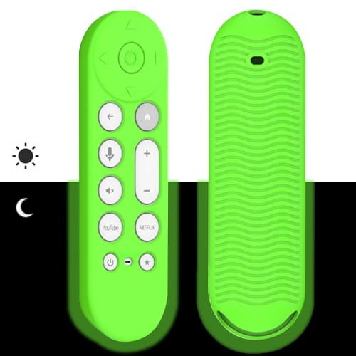 Estuche Remoto de Silicona Compatible con Google TV Streamer 4K 2024 Voice Remote,Funda Protectora-Brilla en la Oscuridad