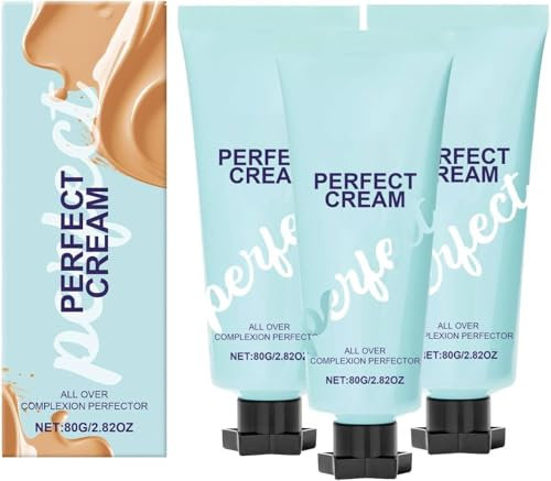 Concealing Foundation Perfecting Cream, Waterproof Long Lasting Even Skin Tone, Creme All-Over Complexion Perfector, Hydrating Full Coverage Concealer (3 PCS)