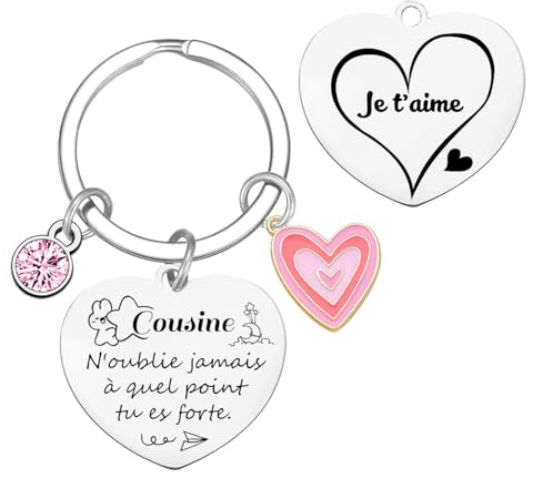 YJYJZX Cadeau Cousine Porte-clés,Cadeau Cousine Anniversaire,Porte-clés d'amitié,Cadeau Super Cousine Noël,Cadeau Anniversaire Cousine Original,Cadeau Cousine Graduation