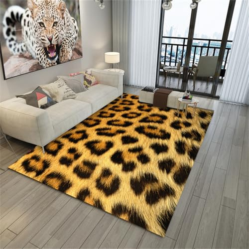 RUILBJM Tierfell Drucken Teppich Weich Schmücken 3D Tiger Leopard Muster Fußmatten Wohnzimmer Couchtisch Teppich Einfachheit Schlafzimmer Bettseite Carpet Eingang Fußmatten (Muster 1,120x160 cm)