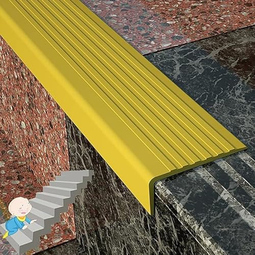 Selbstklebendes PVC-Eckprofil, Treppenprofil, rutschfeste Gummi-Stufenmatte, 2,5 x 6 cm, gelb, rutschfest, sicher für den privaten und gewerblichen Gebrauch, 19,9 m