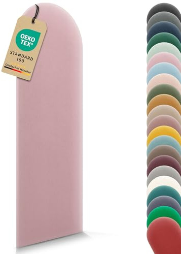VELUYA Wandpolster Polsterplatte Rundbogen – Samt, Wandkissen 30 x 100 cm, Polsterpaneel, Oeko-TEX, Made in EU, Rosa M08