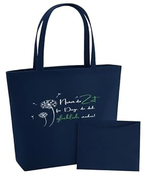 WriteFusion Nimm dir Zeit für Dinge, die dich glücklich machen – Inspirierender Spruch mit Pusteblume – Motivation & Achtsamkeit Nachhaltige Geschenk-Tasche Filz-Beutel Einkaufstasche Strandtasche