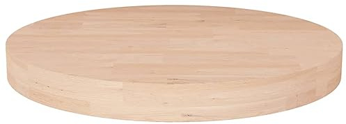Tmriohed Tablero de roble macizo de 40 cm de diámetro, 4 cm de grosor, sin tratar, redondo, para mesa, cocina, balcón