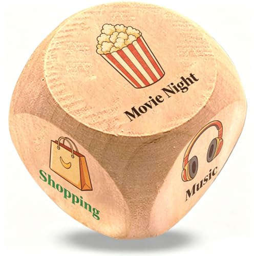 5 Stück Personalisierte Holzwürfel, Individuell Gestaltete Holzwürfel mit Vollfarbdruck mit Text, Logo/Foto, Würfel zur Essensauswahl für Paare, Jubiläen, Geburtstage, Valentinstag und Hochzeitspaare