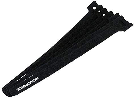 Monoprice 106483 9-Inch Hook and Loop Fastening Cable Ties, Black