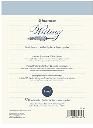 Strathmore 500 Series Writing Pad, 25 lb. Lined Paper, 6 X 8 inches, White, 50 Sheets (572-61)
