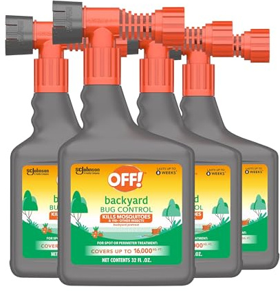 OFF! Backyard Bug Control Yard Pretreat Hose End Sprayer Kills and Repels Insects Covers up to 16,000 Square Feet Outdoor Use 32 Ounce (Pack of 4)