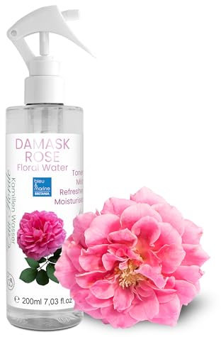 Acqua Floreale di Rosa Damascena di Bulgaria, Pura 100%, Tonico Viso | Lenitivo Pelli Sensibili | Riduce Rossori | Profumo Naturale, 200 ml spray