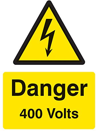 Caledonia Signs 24022E Danger 400V Schild, selbstklebendes Vinyl, 200 mm x 150 mm