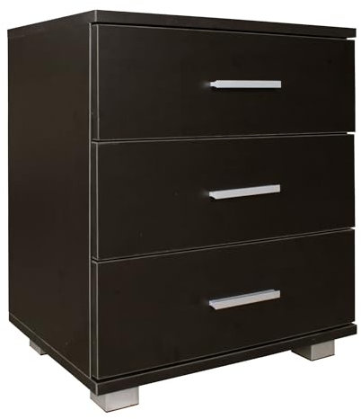 FineBuy Nachtkonsole Latina mit 3 Schubladen in Holz Modern, B x H x T: 45 cm x 54 cm x 34 cm, Design Nachtkästchen mit Füßen, Nako - Nachttisch Kommode, Nachtschrank