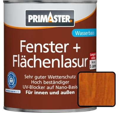 Primaster Fenster-und Flächenlasur 375ml Teak Holzlasur Wetterschutz