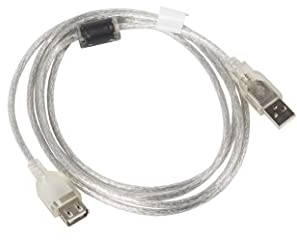 Lanberg CA-USBE-12CC-0018-TR USB 2.0 A-Stecker auf USB A-Buchse Extender mit Ferritenkern Durschsichtig, 1,8m klar