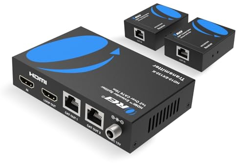 OREI 1x2 HDMI Extender Splitter Over Cable CAT6/7 1080P 132ft EDID Loop-Out | HDMI Extender Splitter Over CAT6 – HDMI 1.4, 10.2Gbps, HDR10, Dolby Vision, HLG, Dolby TrueHD, DTS-HD Master Audio