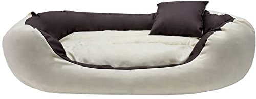 Odol-Plu Hundebett Hundekissen Hundesofa Hundekorb Katzenbett Tierbett 110 cm x 80 cm, XXL, wasserdicht (Braun-Beige)