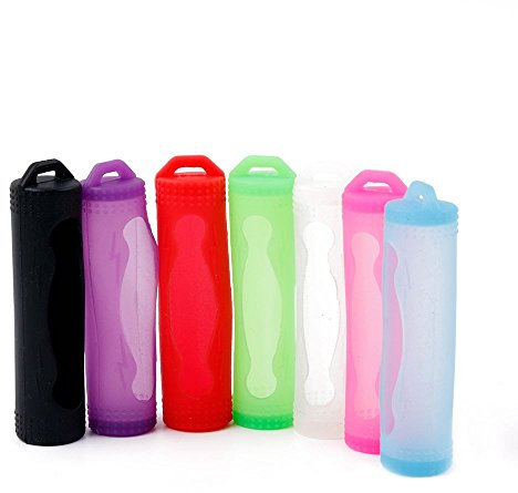 ORYOUGO Set of 7 Silicone 18650 Battery Case Skin Wrap Sleeve Anti-Slip Batteries Protective Bag Pouch Cover Box Battery Holder