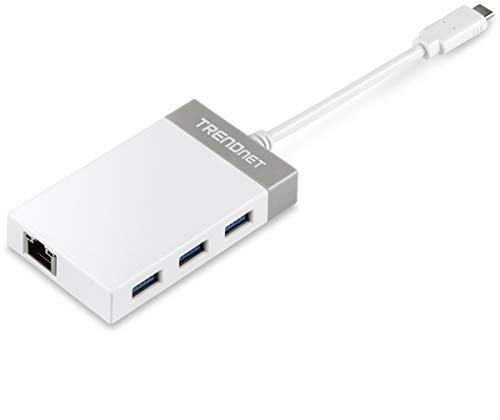 TRENDnet USB-C zu Gigabit Adapter Hub, 12.7 cm (5 Zoll) für Windows, Mac OS, MacBook und Surface Pro, TUC-ETGH3