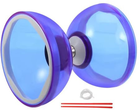 Breeshy Diabolo-Ball mit Dreifachem Kugellager, Jonglieren, Weiches Gummi, Doppelrad, für Kinder, Outdoor-Spielset, Kristall-Tpu, Blau