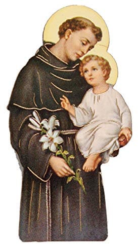 Sacra Famiglia Saint Anthony & Baby Jesus - Wooden Fridge Magnet