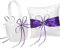 Set mit 2 Herz-Strasssteinen in Elfenbein/Weiß/Blau, Rot, Violett, schwarzer Rand, großes Hochzeitsringkissen und Korb-Set (weiß mit violettem Rand)