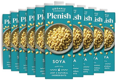Plenish Organic Unsweetened Soya Milk 1L (pack of 8)