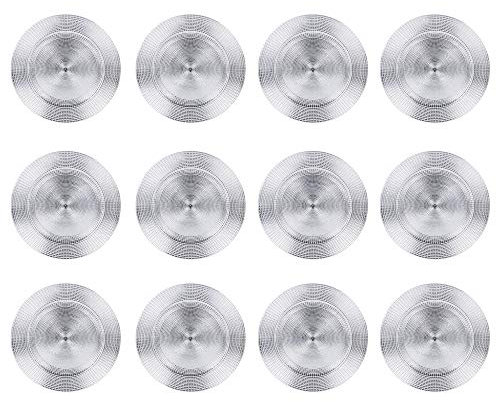 33cm Plastic Christmas Charger Plates (Silver - Mosaic, 12)