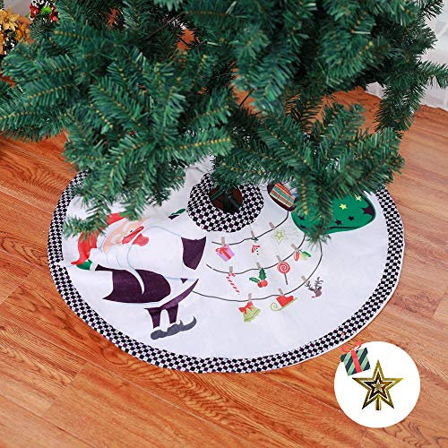 Odot Weihnachtsbaum Rock Dekoration, Decke Weinachtsdeko 90cm Rund Weihnachtsbaumdecke Weihnachtsbaum Röcke Ornaments für Weihnachten Baum Rock Deko Schutz (90cm,Weiß)